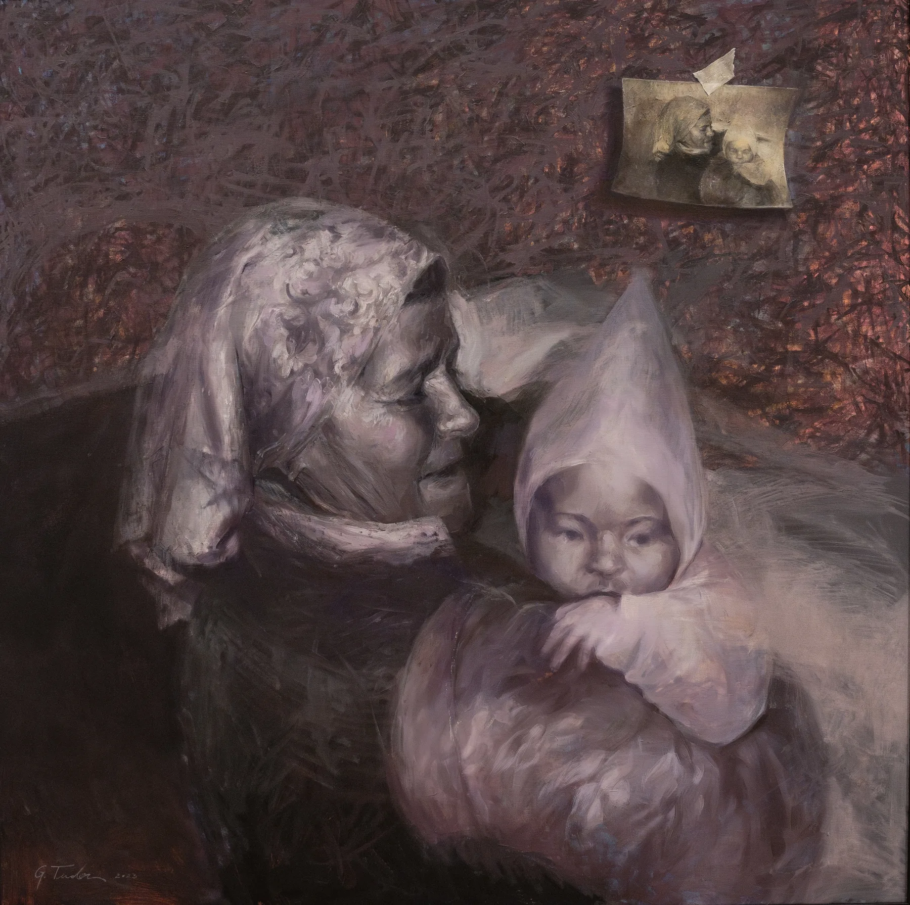 "Journal Page", 100 x 100 cm, oil on canvas, 2023