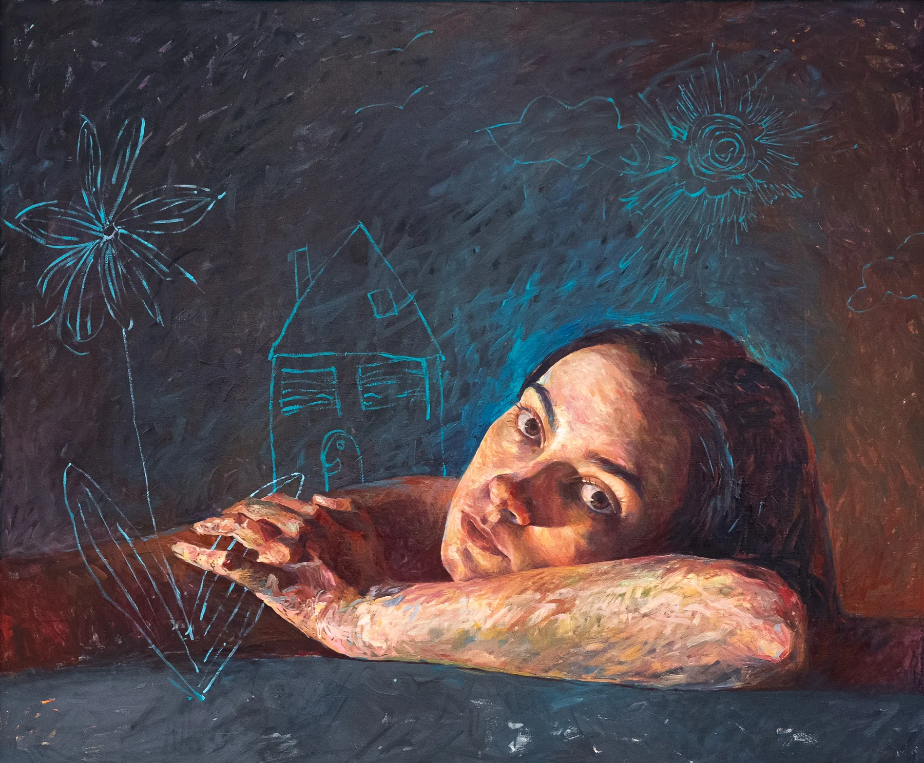 "Where Does the Past Live?", 100 x 120 cm, oil on canvas, 2025